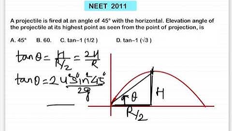 NEET2011:A projectile is fired at an angle of 45° with the horizontal. Elevation angle of the projec