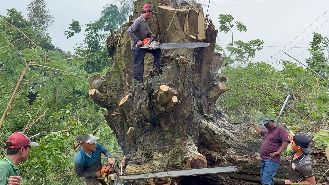 Cưa  hai  cây  còng  siêu  to  ,Ở  vĩnh  khánh  .Cưa  cay kỷ  thuật  cao  