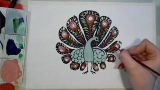 Учимся рисовать гуашью павлина Учимся рисовать гуашью павлина