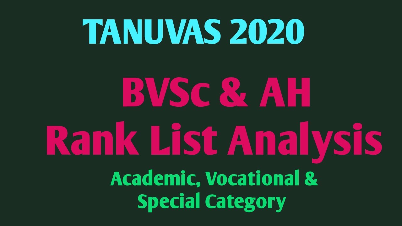 TANUVAS 2020 |BVSc & AH Rank List Analysis