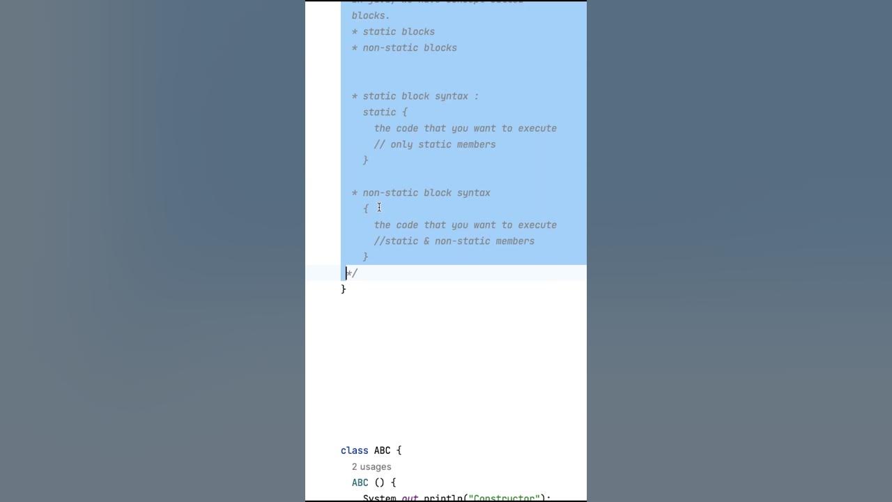 Static and non static blocks in java coding javaclass 