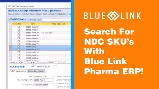 Find NDC SKU's with Blue Link Pharma ERP