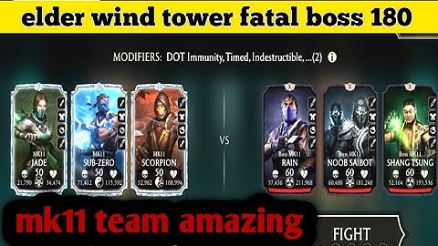 mk mobile | elder wind tower fatal boss 180 | mk 11 team | talent tree and equipment setup