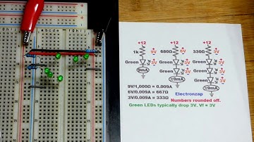 Stacking voltage drops of LEDs and picking resistor values to get 9mA with 12V multimeter measured