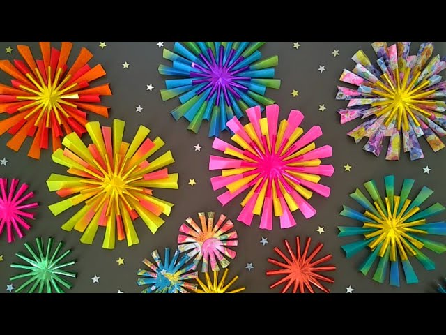 簡単✨折り紙】花火の作り方🎇夏はコレで決まり！【壁面飾り】華やかな