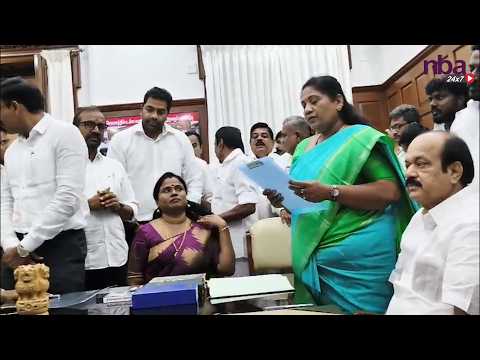 TVK Maragatham Kumaravel ,Satyabhama Sworn in as MLA After Byelection CM Vijay nba 24x7