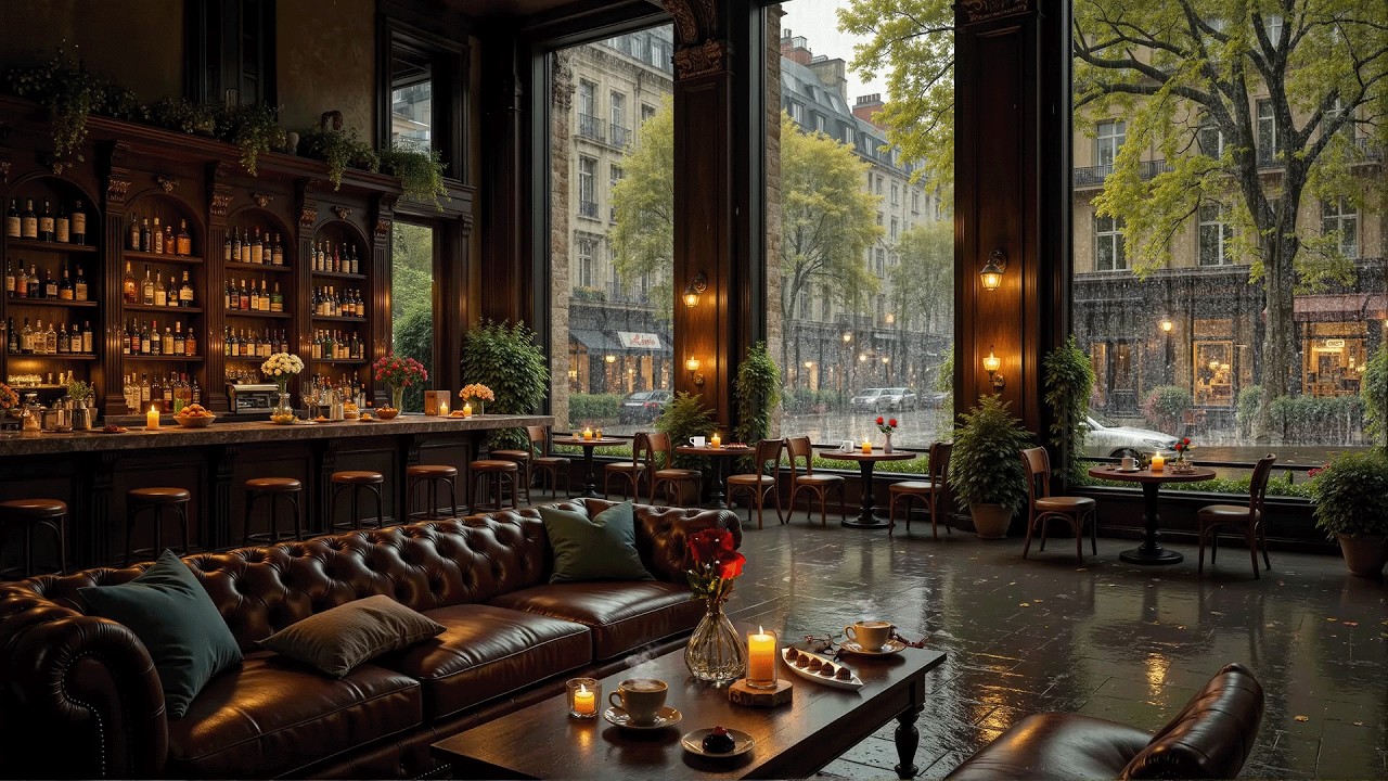 Rainy Paris Coffee Shop ☕ Smooth Piano Jazz for Calm and Relaxing Moments