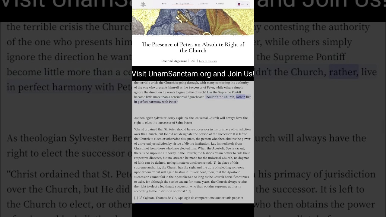 Arg#6: The Presence Of Peter, An Absolute Right Of The Church UnamSanctam.org