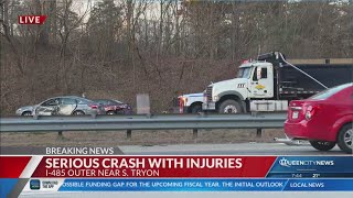 1 seriously hurt, multiple lanes closed after I-485 crash