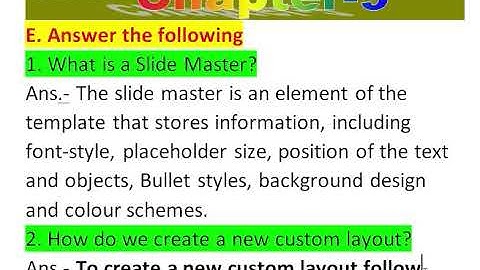 5th//Chapter-9//Long Questions-Answers//Formatting A Presentation