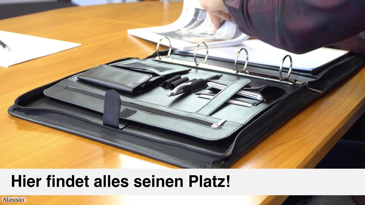 | DIN discount Alassio Leder Ringbuchmappe office schwarz AREZZO A4 I