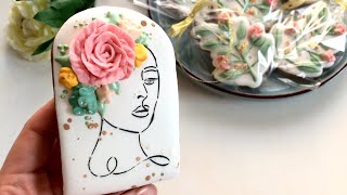 Flowers on the head. Cookies with royal icing. by Lili Cookie 167 views 3 weeks ago 3 minutes, 6 seconds