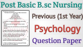 Post Basic Bsc Nursing 1st Year Psychology Question Paper