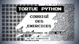 Art avec la tortue Python : Corrigé des 4 exercices inspirés des oeuvres de Vera Molnar