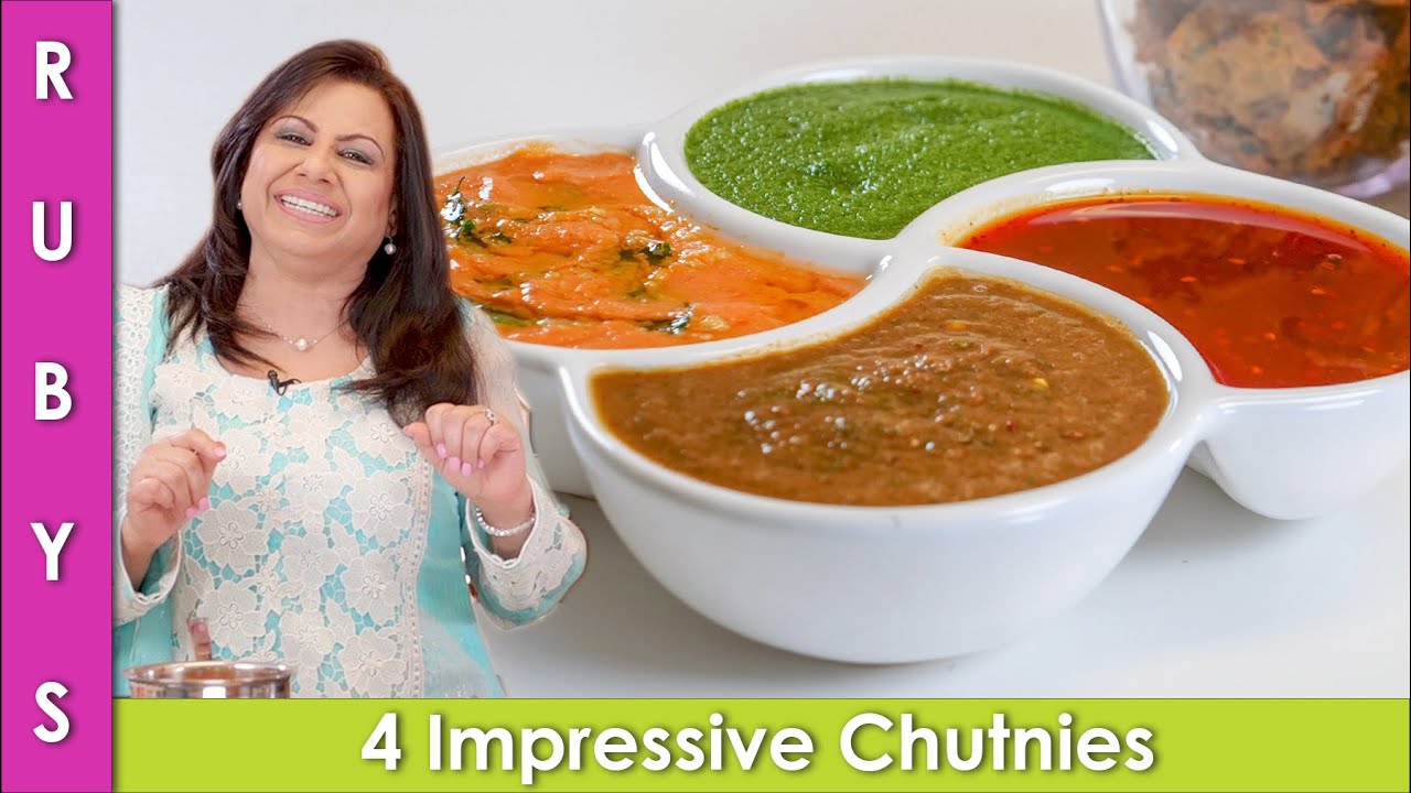 Chutnies 4 Different Kinds for Pakoras & Samosas Iftari Idea Ramadan Recipe in Urdu Hindi - RKK
