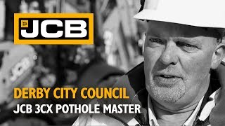 JCB repairing potholes with Derby City Council
