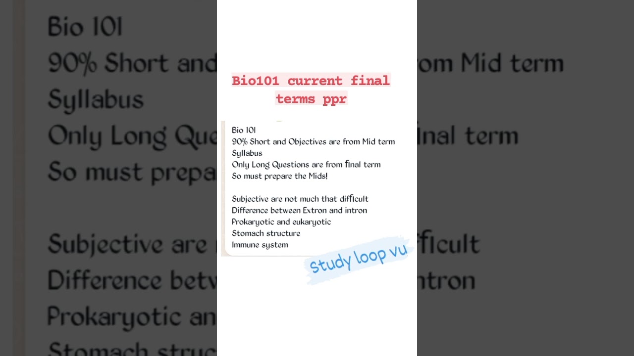 bio101 current final terms ppr 