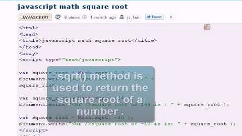 Javascript Tutorial :  squart root