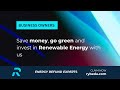 In this short video you’ll learn more about our how we can help your business save money, go green and invest in renewable energy.

With the ever-increasing energy prices in the UK, companies are able to generate power themselves using renewable energy.

So why wait?

Contact us today to see how much we can save your business.

Like | Subscribe | Comment | Share