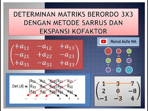 Determinan Matriks berordo 3x3 dengan Metode Sarrus dan Metode Ekspansi Kofaktor beserta contohnya