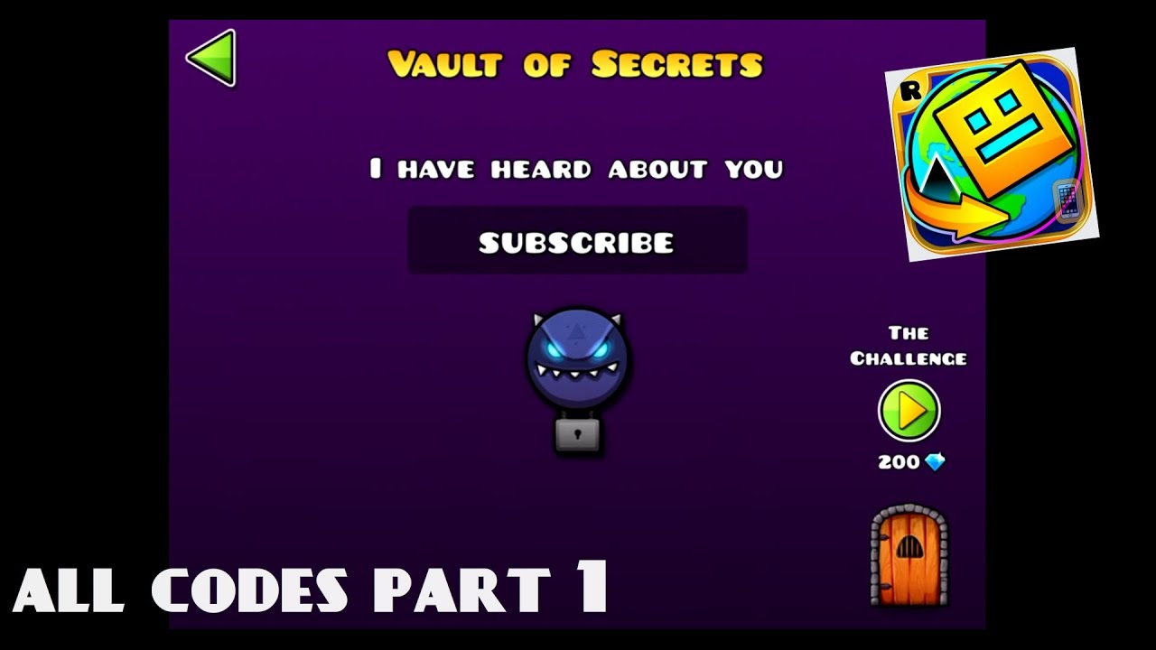 Geometry dash читы на скины. Коды в секретной комнате в Geometry Dash. Коды в геометрии Даш хранилище 2 секретные. Vault of Secrets Geometry Dash коды. Коды для the Vault Geometry Dash.