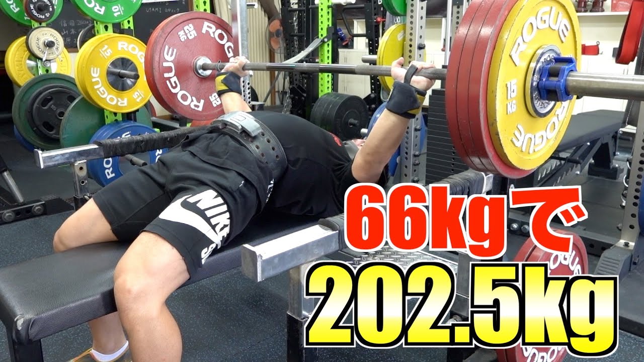 体重の3倍以上】66kgでベンチプレス202.5kgに挑戦 - YouTube