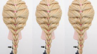 How To Fake French Braid Beginners - No Braiding Only Elastics - EASY &amp; SIMPLE HAIRSTYLE FOR PARENTS