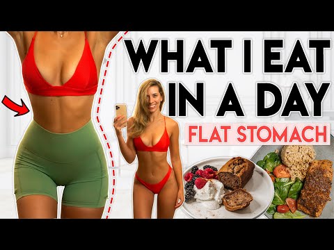 WHAT I EAT IN A DAY for a FLAT STOMACH | Food for Workout Challenges