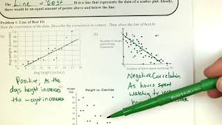 Algebra 1 5 7 Notes Scatter Plots and Trend Lines Ex1c