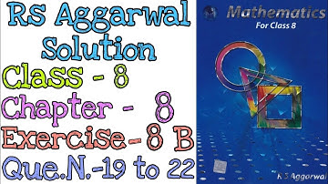 Linear Equation | Class 8 Exercise 8B Question 19 to 22 | Rs Aggarwal | Md Sir