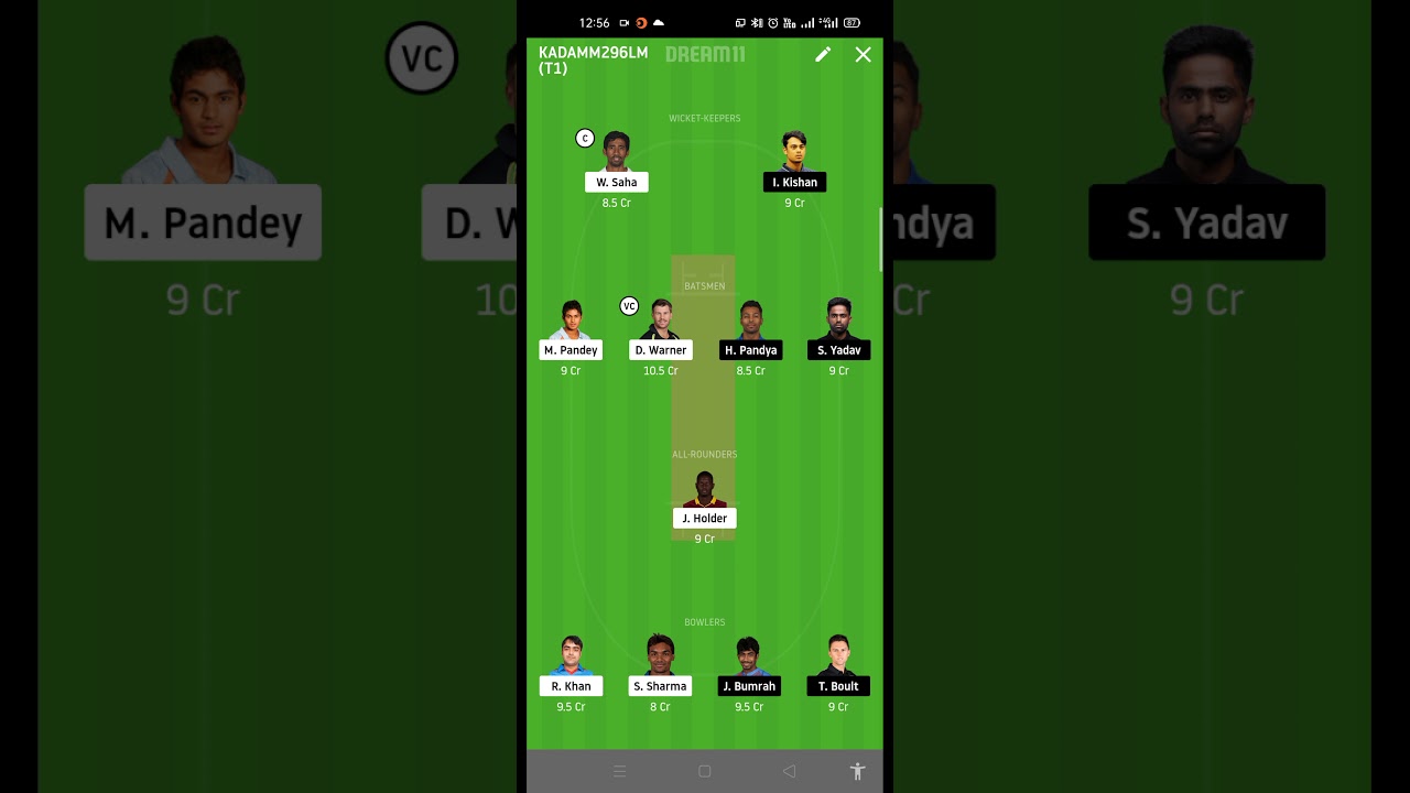 SRH vs MI 56th Match Dream11 Top Teams IPL2020