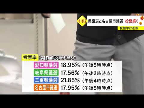 統一地方選・前半戦…東海3県の県議選と名古屋市議選の投票進む 一部を除き午後8時で締め切られ即日開票 (2023/04/09 18:30)