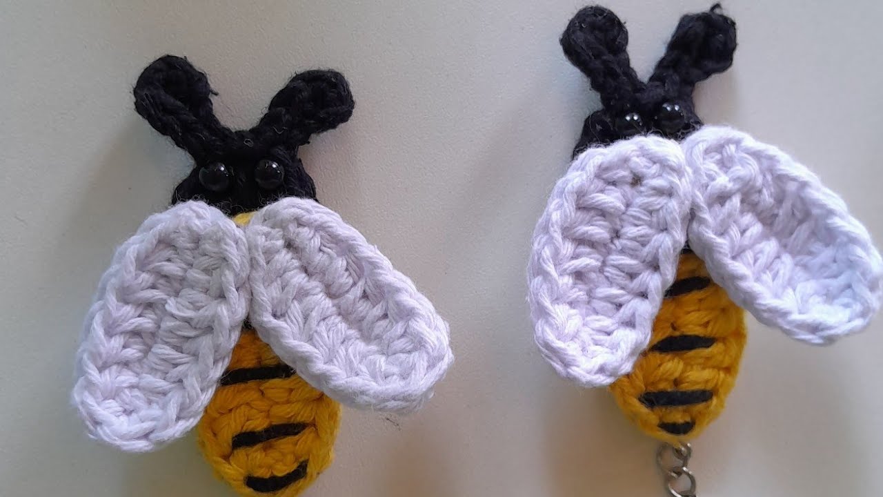 CHAVEIRO EM CROCHÊ COM BARBANTES ABELHINHA 🐝