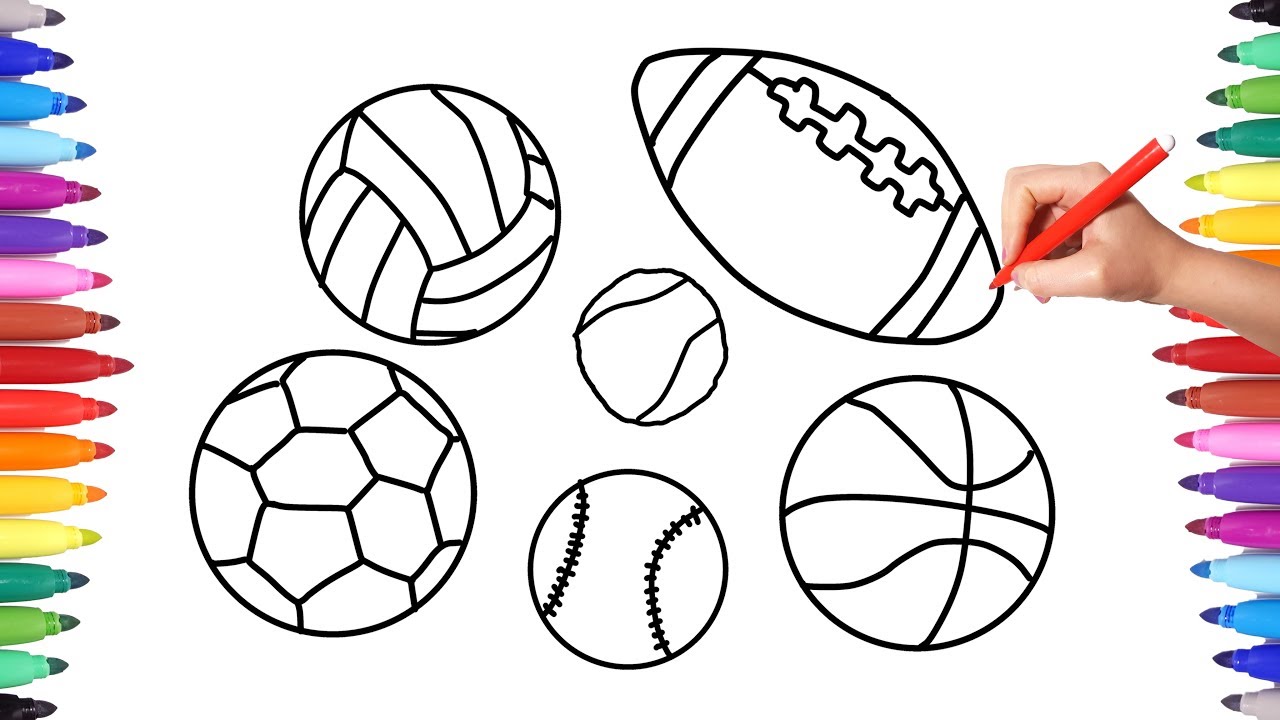 How to Draw a Ball Coloring Pages Sport Toys  Animation Drawing Videos for Kids