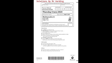 Edexcel - iGCSE - Mathematics A - June 2020 - Paper 2HR - Solutions By Mr Harding