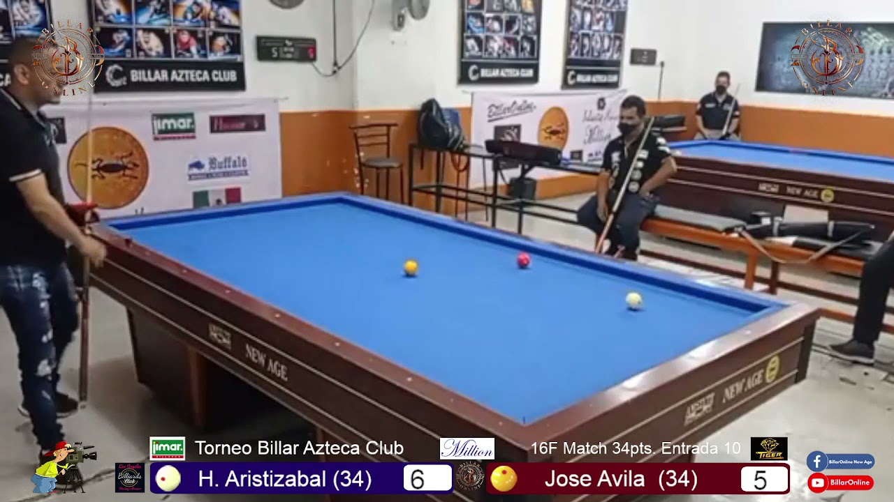 Heriberto Aristizábal CASQUILLO (34) vs José Ávila (34)Torneo Billar Azteca