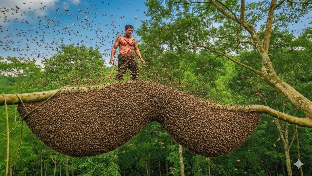 extreme wild honey hunt harvesting 2 honeycombs from a... Extreme Wild Honey Harvesting with Giant Bees - YouTube