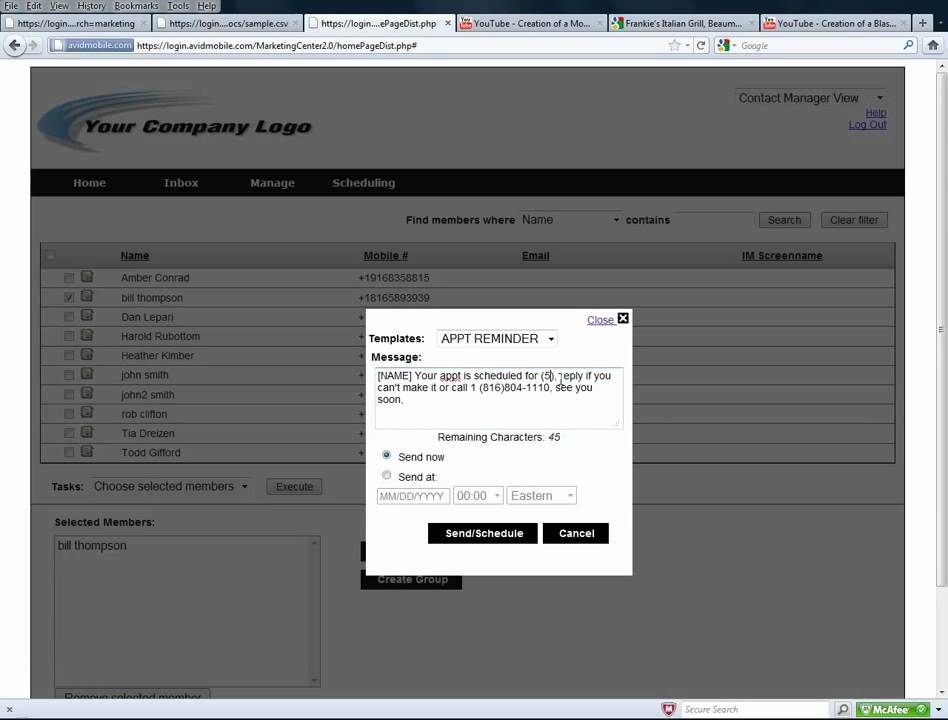 Appointment Reminder in Contact Manager SMS Reseller Platformipad