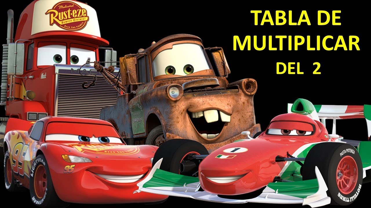 Tablas de multiplicar del 2 Cars en ingles Cars turbo YouTube