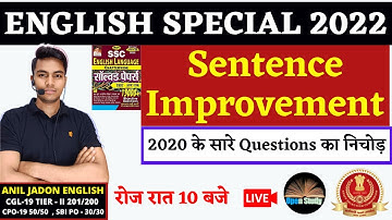 Sentence Improvements || PYQs English Grammar || 30 दिन 30 मैराथन, BY ANIL JADON II FOR All Exams