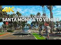 Driving Santa Monica to Ocean Park to Venice Beach, Los Angeles, California, USA, 4K UHD