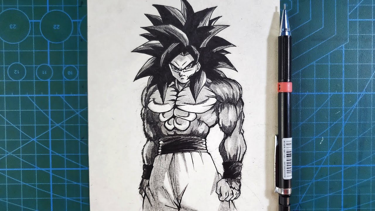 COMO DESENHAR GOKU SUPER SAYAJIN 4 - How to Draw Goku SSJ 4 