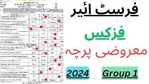 Class 11 | Physics | Solved Objective Paper 2024 | Multan Board | Group 1 |