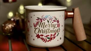 Truvii Emaille Mok met houten handvat - Kerst Limited Edition Truvii Emaille Mok met houten handvat - Kerst Limited Edition