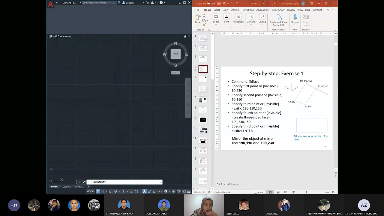AutoCAD Lecture: How to use 3dface tool Part 1.
