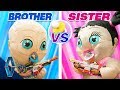 NERF Giant Baby Brother vs. Sister Battle Royale!