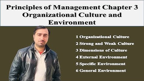 Management Chapter No 3: Organizational Culture and Environment