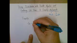 Algebra 1-Using Distribution with Double Negation and Combining Like Terms to Simplify: Multivariate