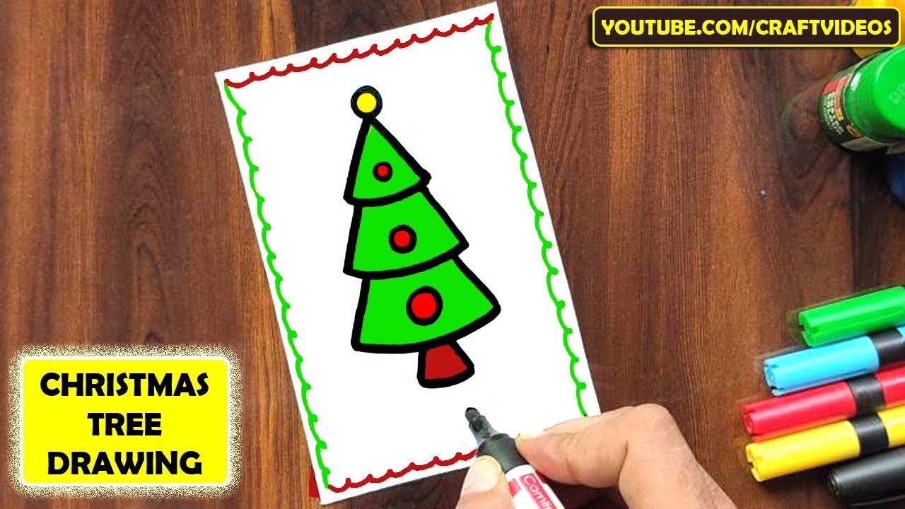 CHRISTMAS TREE DRAWING EASY - Speed Drawing - YouTube