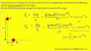 Two protons are located at 1 40 0 m and 0 4 30 m respectively Determine the foll